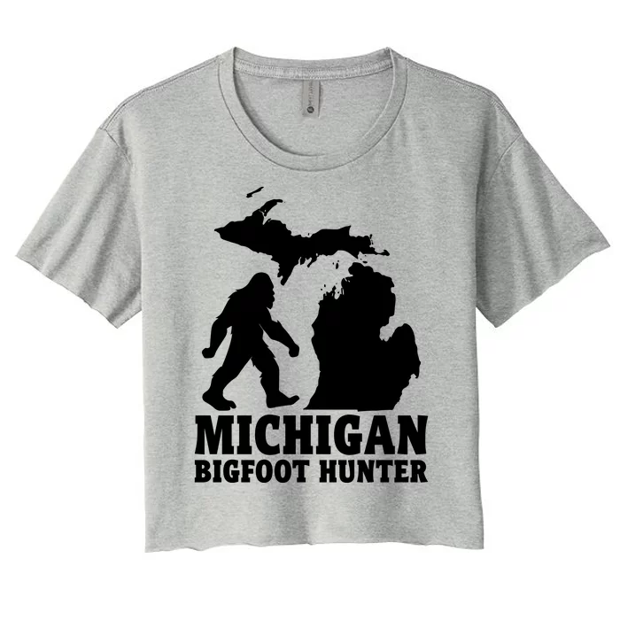 Michigan Bigfoot Hunter Women's Crop Top Tee