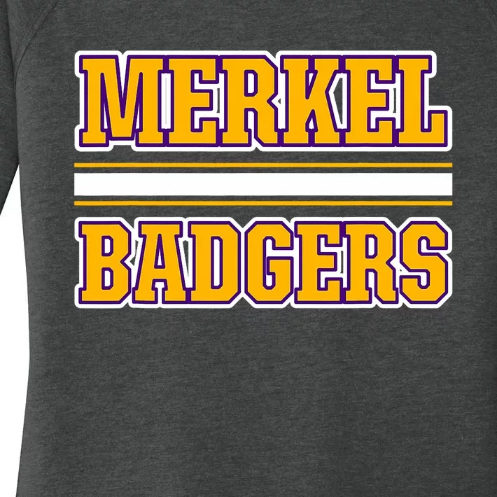 Merkel Badgers Horizontal Stripes Women's Perfect Tri Tunic Long Sleeve Shirt