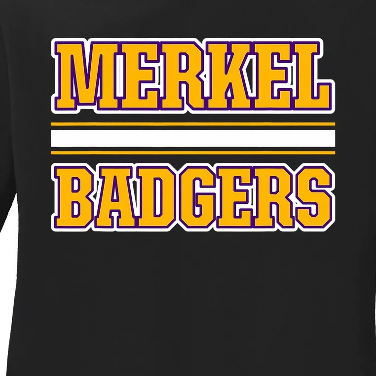 Merkel Badgers Horizontal Stripes Ladies Long Sleeve Shirt