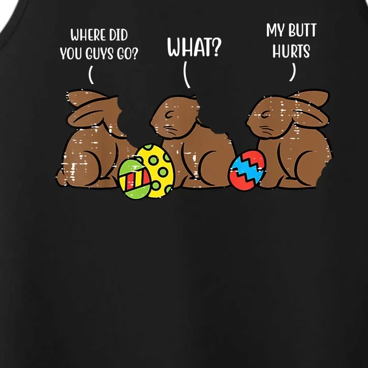 My Butt Hurts Funny Bitten Chocolate Bunny Easter Performance Tank