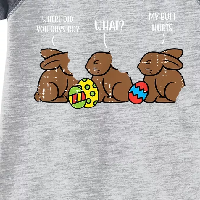 My Butt Hurts Funny Bitten Chocolate Bunny Easter Infant Baby Jersey Bodysuit