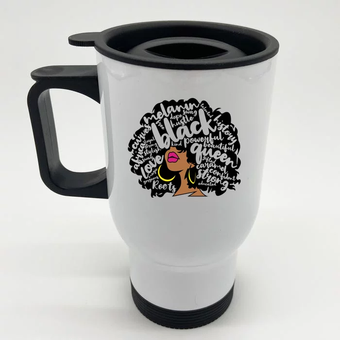 Melanin Black History Month October Afro Word Art Cool Gift Front & Back Stainless Steel Travel Mug