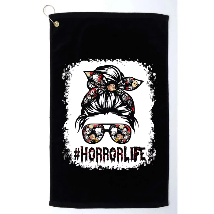 Messy Bun Horror Life Horror Movie Horror Mom Halloween Platinum Collection Golf Towel