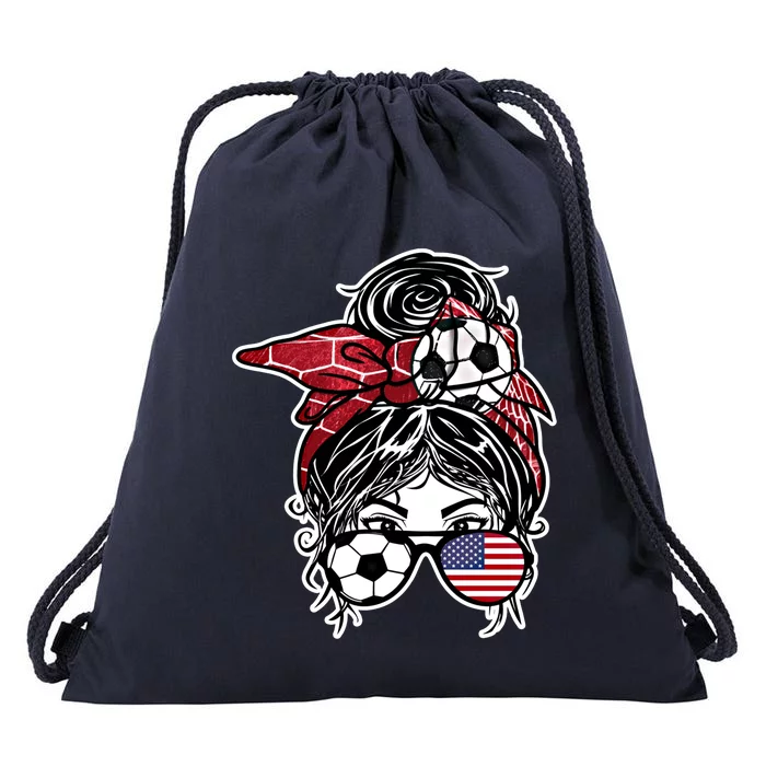 Messy Bun Hair American Soccer America Jersey Football Meaningful Gift Drawstring Bag