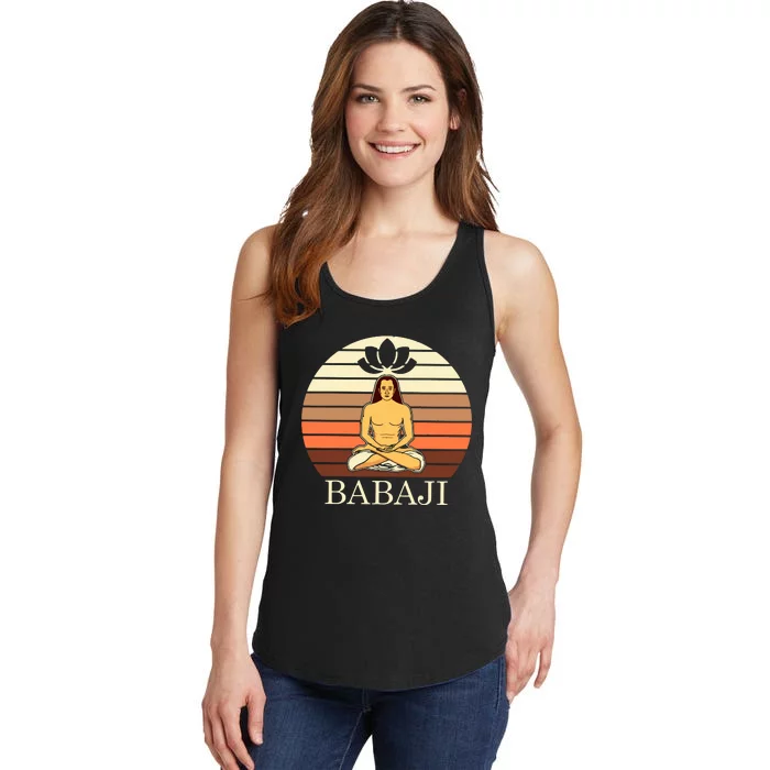 Mahavatar Babaji Hinduism Buddha Peace Master Fitness Poses Hoodie Ladies Essential Tank