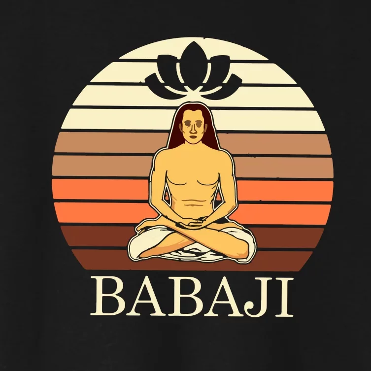 Mahavatar Babaji Hinduism Buddha Peace Master Fitness Poses Hoodie Women's Crop Top Tee