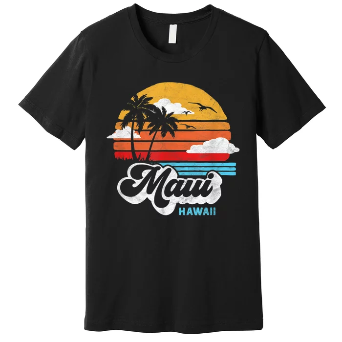 Maui Beach Hawaii Vintage Surf Premium T-Shirt