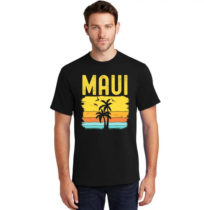 Maui Beach Hawaii Summer Vacation Hawaiian Sunset Vintage Tall T-Shirt