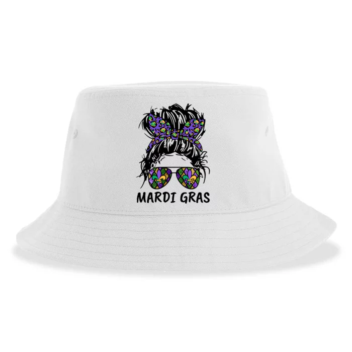 Messy Bun Hair Glasses New Orleans Carnival Mardi Gras Mama Sustainable Bucket Hat