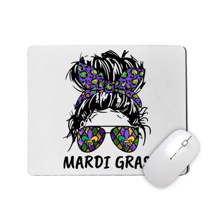 Messy Bun Hair Glasses New Orleans Carnival Mardi Gras Mama Mousepad