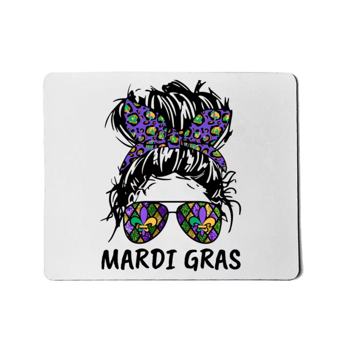 Messy Bun Hair Glasses New Orleans Carnival Mardi Gras Mama Mousepad