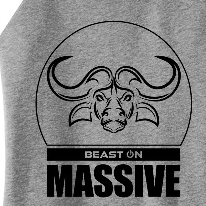 Massive Bull Head Beast Gym Fitness Training Workout Gains Gift Women’s Perfect Tri Rocker Tank