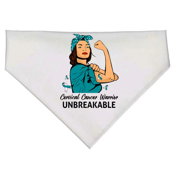 Messy Bun Hair Cervical Cancer Awareness Warrior Unbreakable Gift USA-Made Doggie Bandana