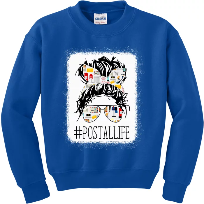 Messy Bun Hair Hastag Postal Life Postal Worker Mothers Day Gift Kids Sweatshirt