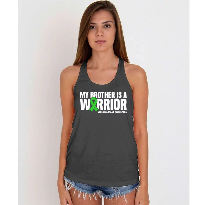 My Brother Is A Warrior Cerebral Palsy Awareness Gift Women's Knotted Racerback Tank