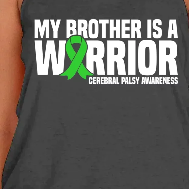 My Brother Is A Warrior Cerebral Palsy Awareness Gift Women's Knotted Racerback Tank