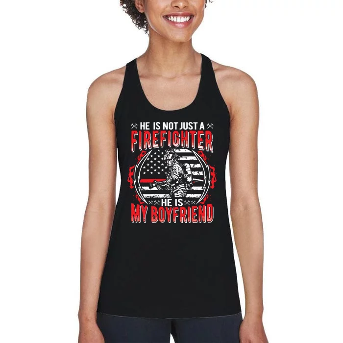 My Boyfriend Is A Firefighter Thin Red Line Fire Girlfriend Women's Racerback Tank