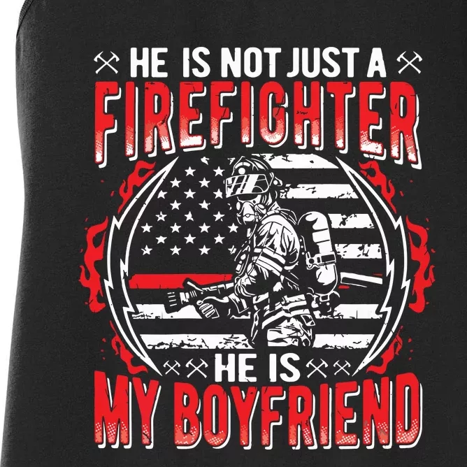 My Boyfriend Is A Firefighter Thin Red Line Fire Girlfriend Women's Racerback Tank