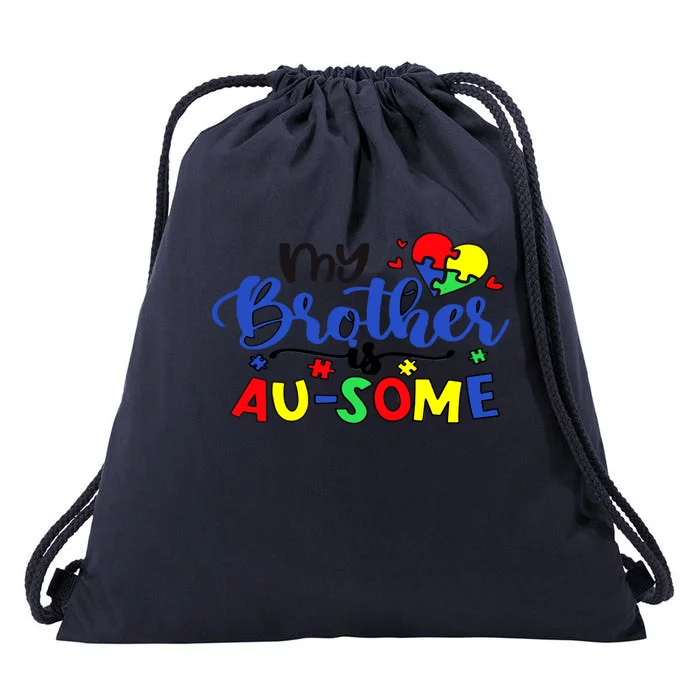 My Brother Is AuSome Autism Puzzle Piece Autism Awareness Baby Drawstring Bag