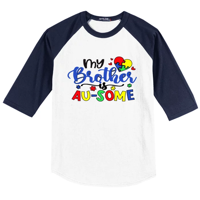 My Brother Is AuSome Autism Puzzle Piece Autism Awareness Baby Baseball Sleeve Shirt