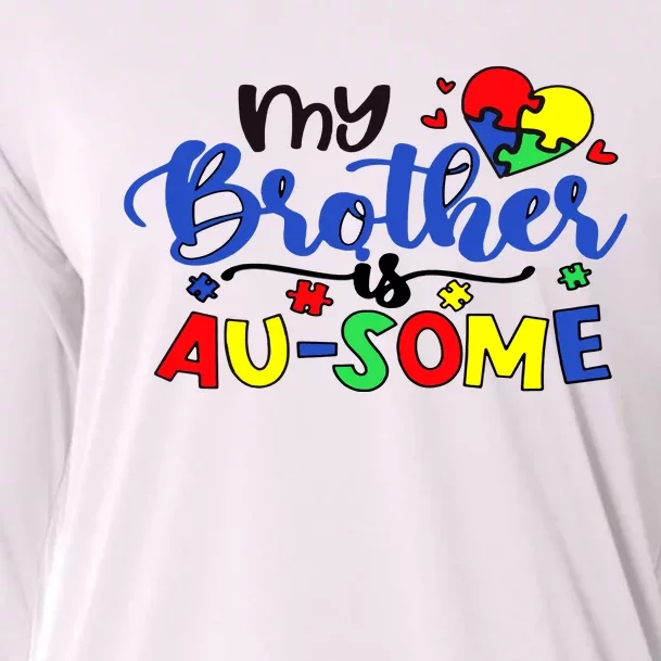 My Brother Is AuSome Autism Puzzle Piece Autism Awareness Baby Cooling Performance Long Sleeve Crew