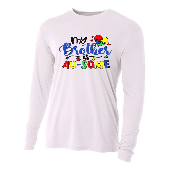 My Brother Is AuSome Autism Puzzle Piece Autism Awareness Baby Cooling Performance Long Sleeve Crew