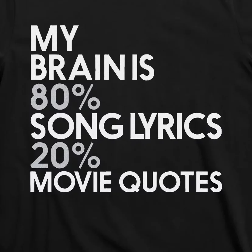 My Brain Is 80 Song Lyrics 20 Movie Quotes Music Film T-Shirt