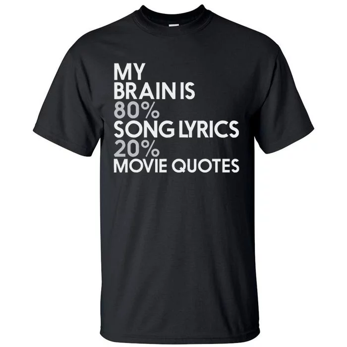 My Brain Is 80 Song Lyrics 20 Movie Quotes Music Film Tall T-Shirt