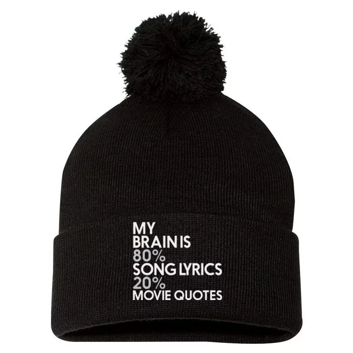 My Brain Is 80 Song Lyrics 20 Movie Quotes Music Film Pom Pom 12in Knit Beanie