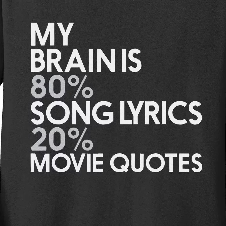 My Brain Is 80 Song Lyrics 20 Movie Quotes Music Film Kids Long Sleeve Shirt