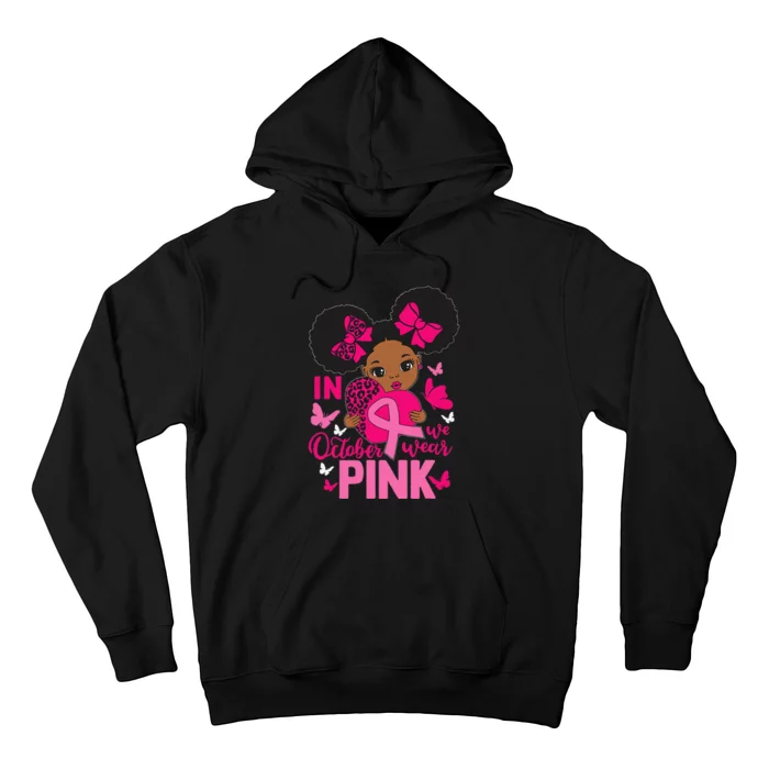 Messy Bun In October We Wear P.Ink Breast Cancer Black Gift Hoodie