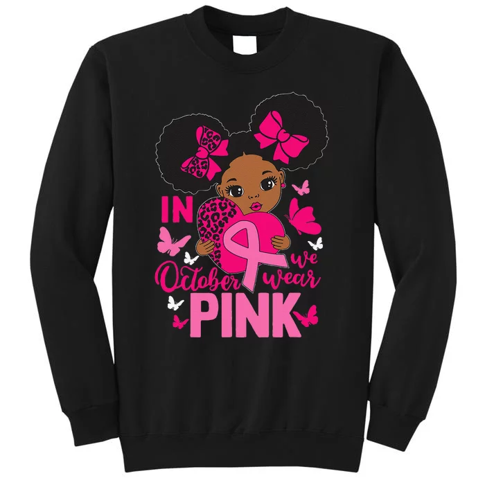 Messy Bun In October We Wear P.Ink Breast Cancer Black Gift Tall Sweatshirt