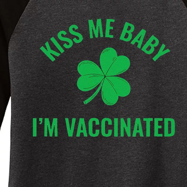 Me Baby I'm Vaccinated Fun Celebration Saint Patrick's Women's Tri-Blend 3/4-Sleeve Raglan Shirt