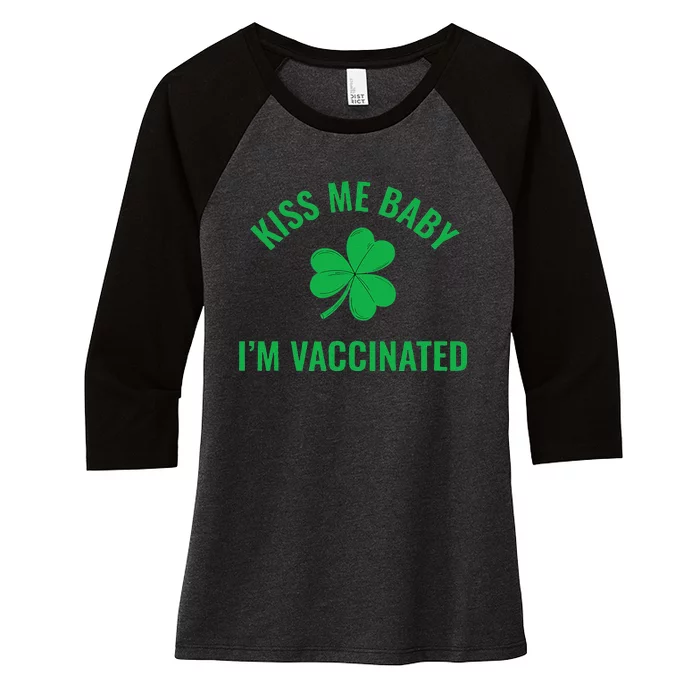 Me Baby I'm Vaccinated Fun Celebration Saint Patrick's Women's Tri-Blend 3/4-Sleeve Raglan Shirt