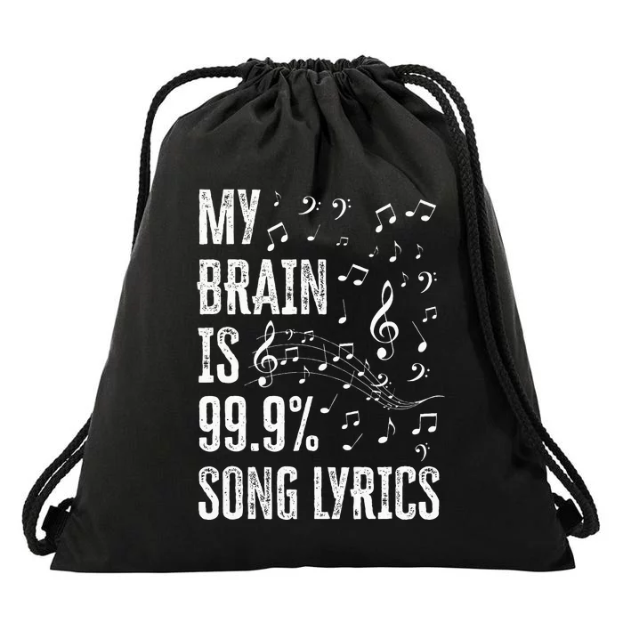 My Brain Is 99 Song Lyrics Funny Singer Music Lover Drawstring Bag