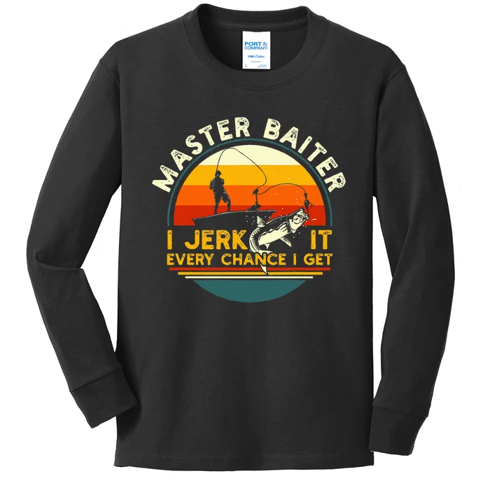 Master Baiter I’M Always Jerking My Rod For A Fishing Lovers Kids Long Sleeve Shirt