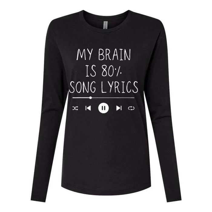 My Brain Is 80 Percent Song Lyrics Funny Music Lover Gifts Womens Cotton Relaxed Long Sleeve T-Shirt