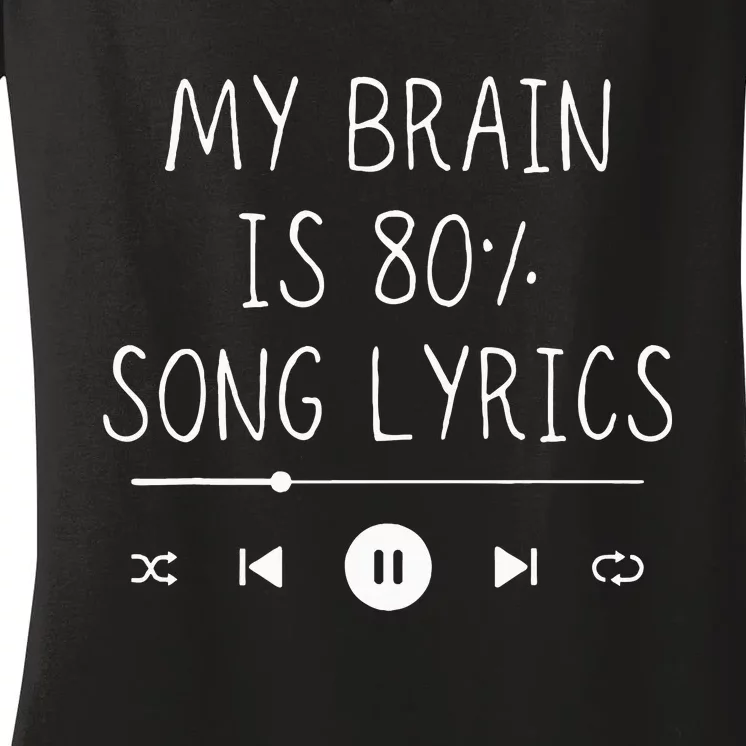 My Brain Is 80 Percent Song Lyrics Funny Music Lover Gifts Women's V-Neck T-Shirt