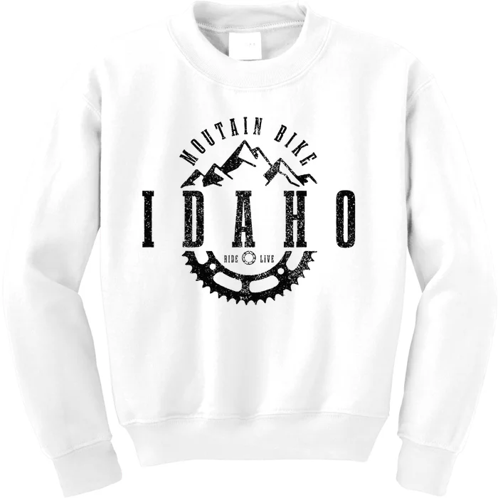 Mountain Bike Idaho Mtb Downhill Biking Vintage Biker Kids Sweatshirt