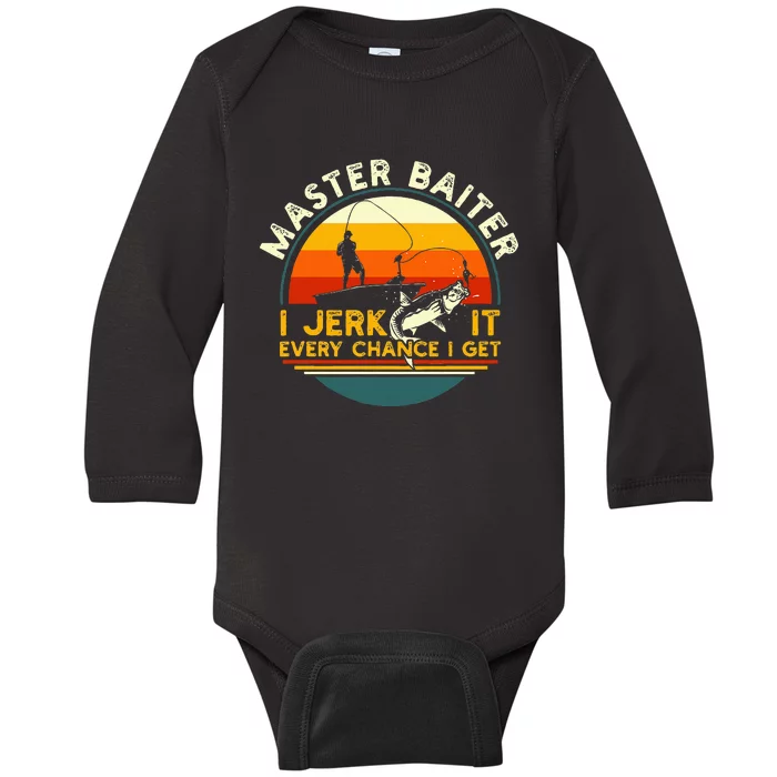 Master Baiter I’M Always Jerking My Rod For A Fishing Lovers Baby Long Sleeve Bodysuit