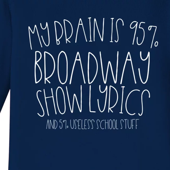 My Brain Is 95% Broadway Lyrics Gift Musicals Fan Gift Meaningful Gift Baby Long Sleeve Bodysuit