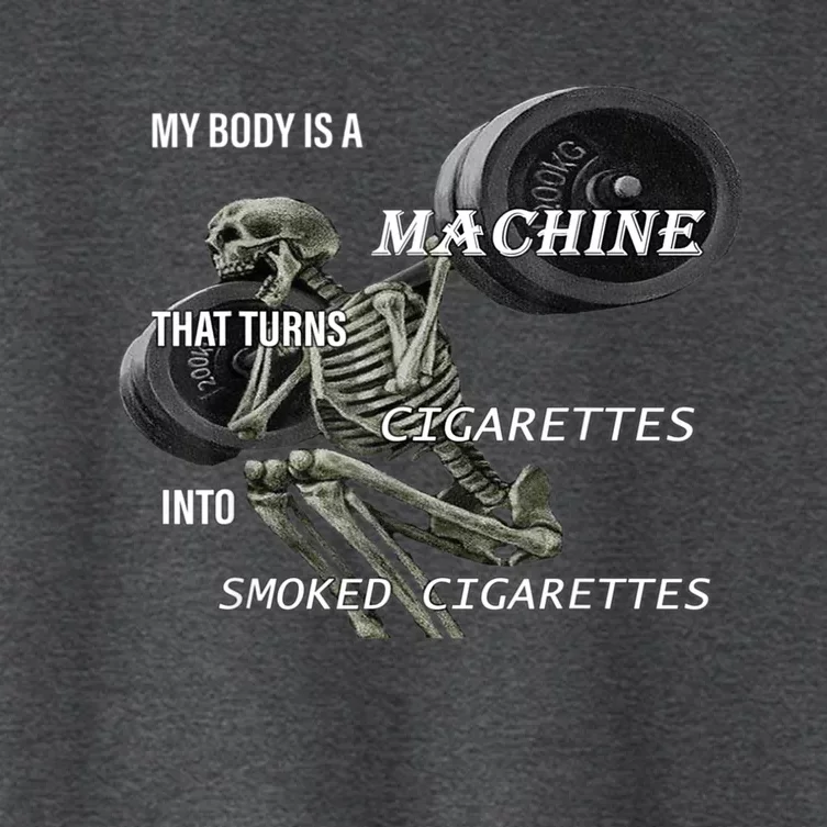 MY BODY IS A MACHINE THAT TURNS CIGARETTES INTO SMOKED Women's Crop Top Tee