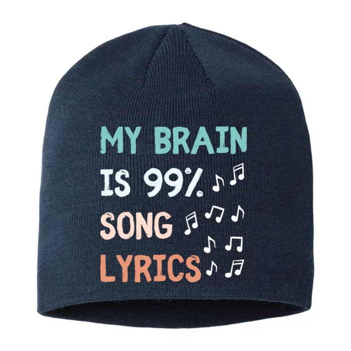 My Brain Is 99.9 Percent Song Lyrics Funny Music Lover Quote 8 1/2in Sustainable Knit Beanie