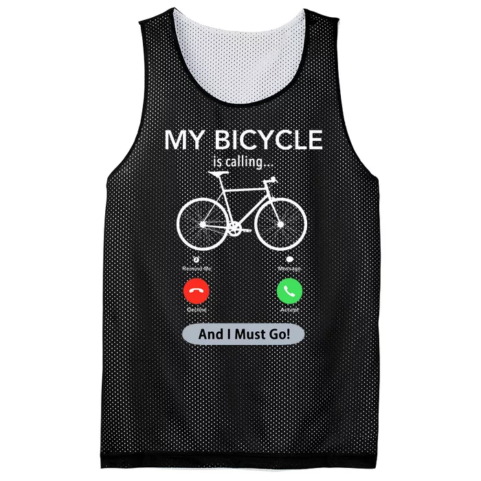 My Bicycle Is Calling Funny Cycling Mesh Reversible Basketball Jersey Tank