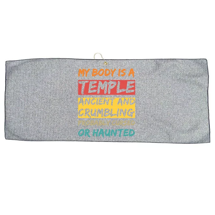 My Body Is A Temple. Ancient And Crumbling And Probably Cursed Or Haunted Large Microfiber Waffle Golf Towel