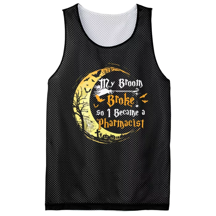 My Broom Is Broke So I Became A Pharmacist Halloween Mesh Reversible Basketball Jersey Tank