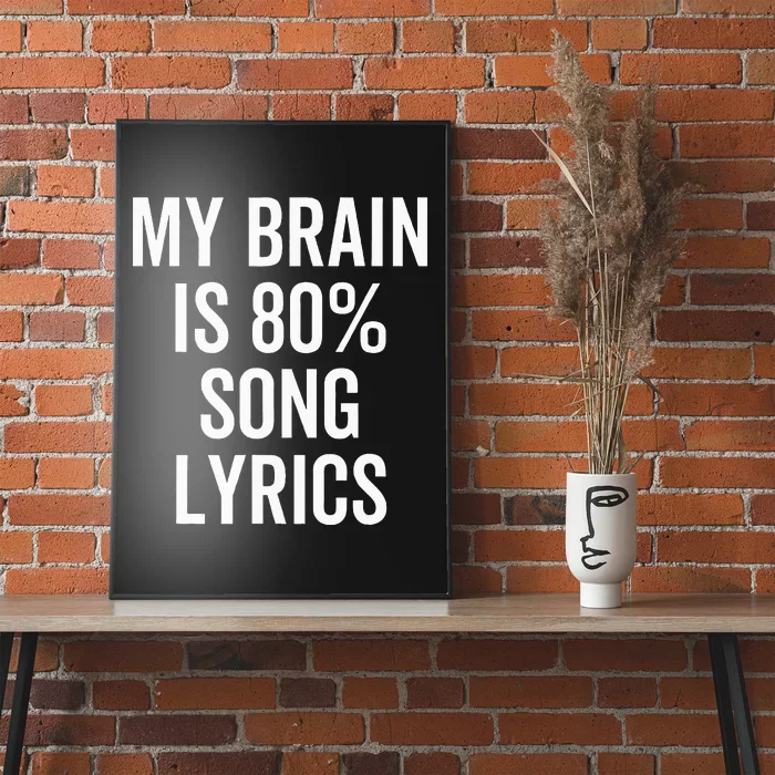 My Brain Is 80 Percent Song Lyrics Funny Music Lover Poster