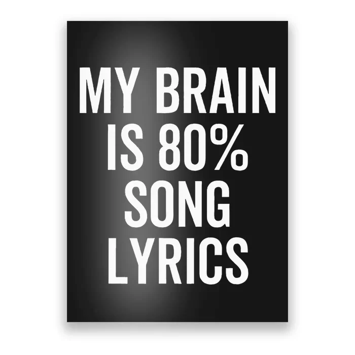 My Brain Is 80 Percent Song Lyrics Funny Music Lover Poster