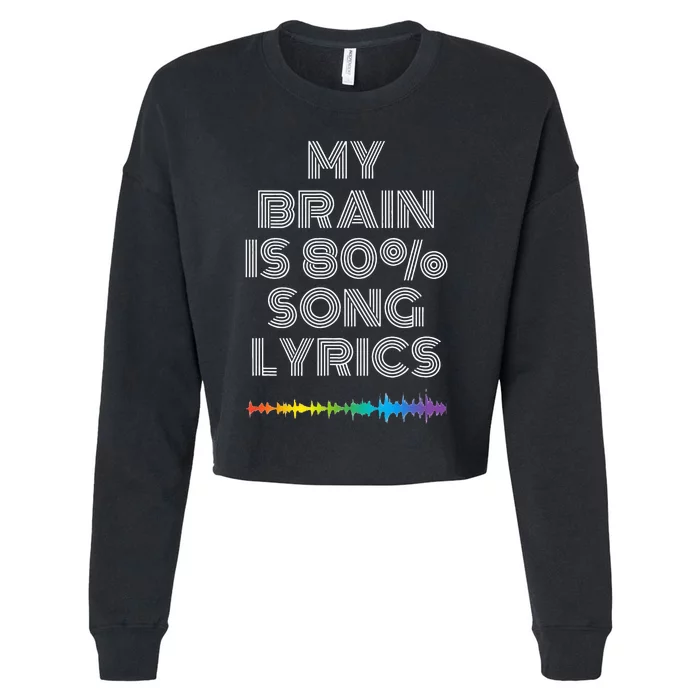 My Brain Is 80 Song Lyrics Funny Music Lover Cropped Pullover Crew