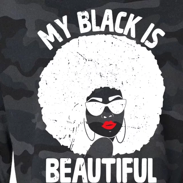 My Back Is Beautiful Empowert Afro Black Beauty Cool Gift Cropped Pullover Crew